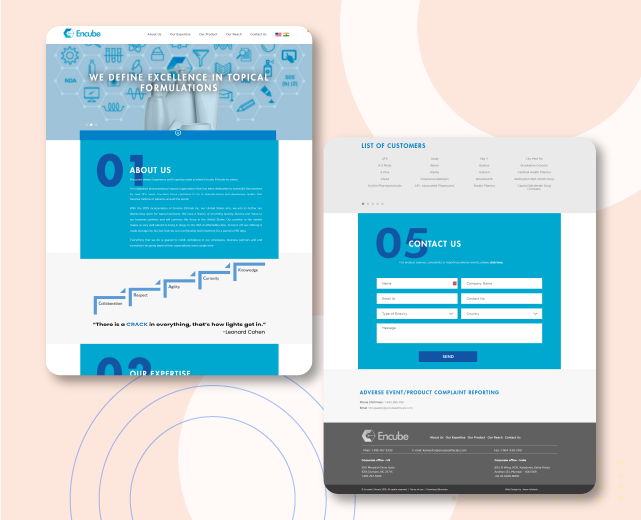 1 Pager WordPress Website design for Encube Ethicals